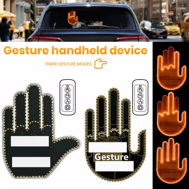 Funny Car Finger Light with Remote Road Rage Signs Middle Finger Gesture Light