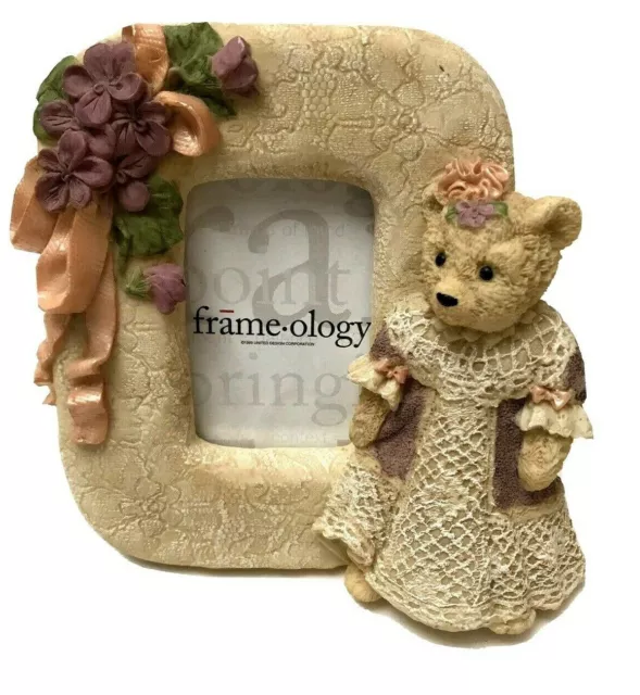 Frameology Teddy Bear with Bows Dress Baby Girl Nursery Decor Photo Frame