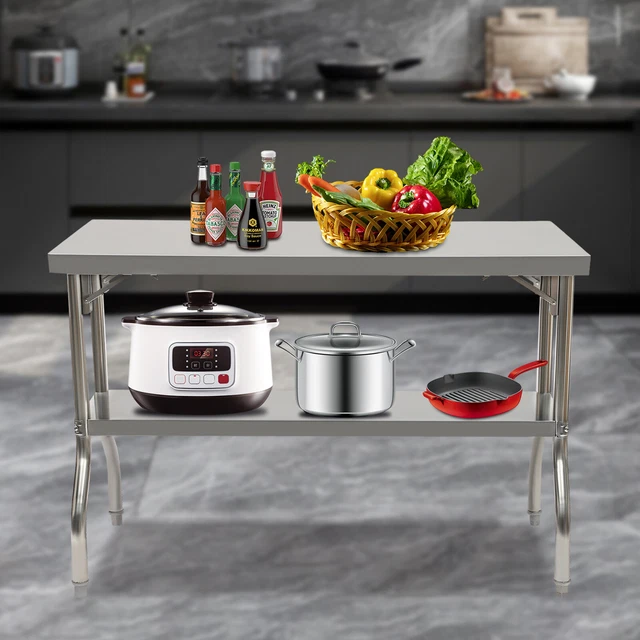 Commercial Prep Table Stainless Steel Kitchen Island Folding Table With 500kg Uk