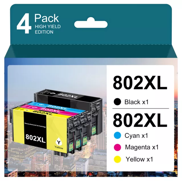 4 PK 802 XL 802XL T802XL Ink Cartridge for Epson WF-4720 WF-4730 WF-4734 WF-4740