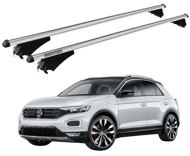 Menabo Barres de toit Transversales pour VW T-Roc 2017-2025 Alu Gris ABE 2x