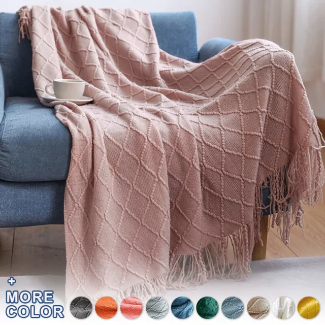 Knitted Blankets Air Conditioning Bed Fringed Home Chair Sofa Towel Soft Throws