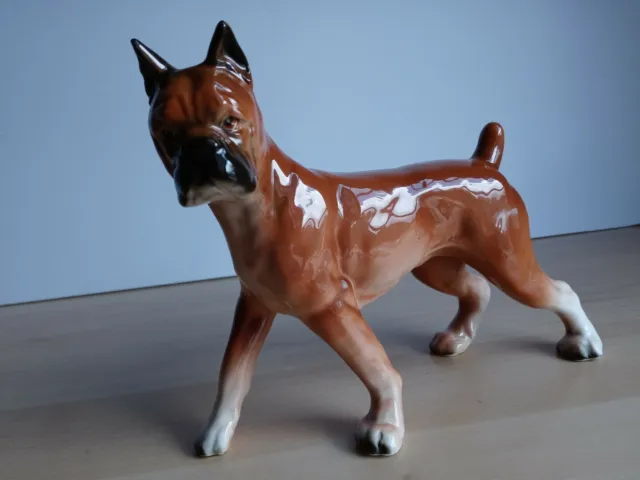 Ceramic Glaze Ucago Boxer Dog Figurine Pet Lover's Collectible