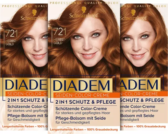 Diadem Schwarzkopf Seiden-Color 721 Herbst-Gold, 3Er Pack (3 X 170 Ml)