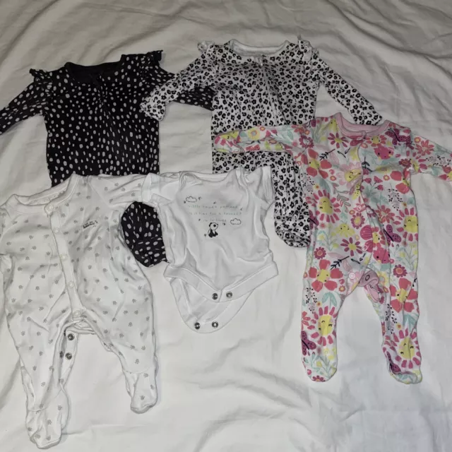 baby girls tiny baby 5 piece bundle sleepsuits and bodysuit