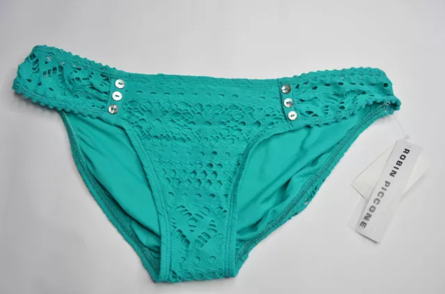 ROBIN PICCONE, Size Large, Teal Blue "Penelope" Crocheted Bikini Bottom NWT $78