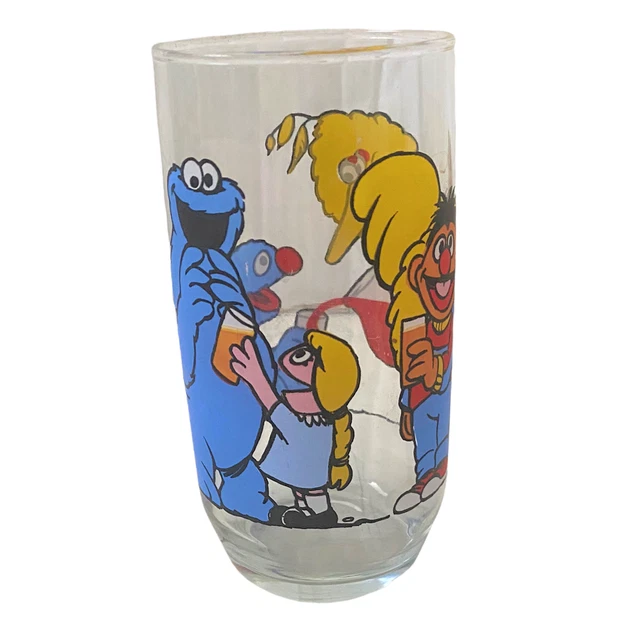 MUPPETS SESAME STREET Juice Glass 4” Ernie Bert Big Bird Cookie Monster