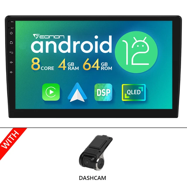 DVR+Android 12 10.1" Double 2 Din Car Stereo Radio CarPlay GPS QLED Touch Screen