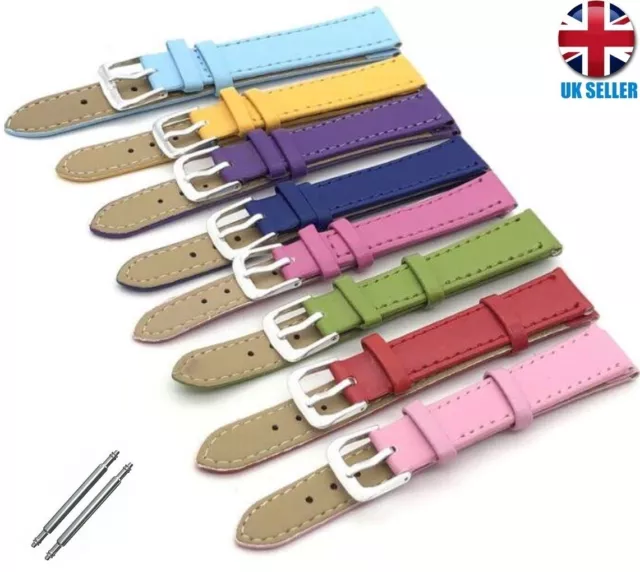 Extra Soft Leather Watch Strap White Yellow Green Pink Blue Red Purple 8Mm- 24Mm