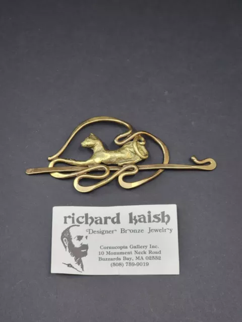 Vintage Richard Kaish Bronze Cat Pendant? Broach?