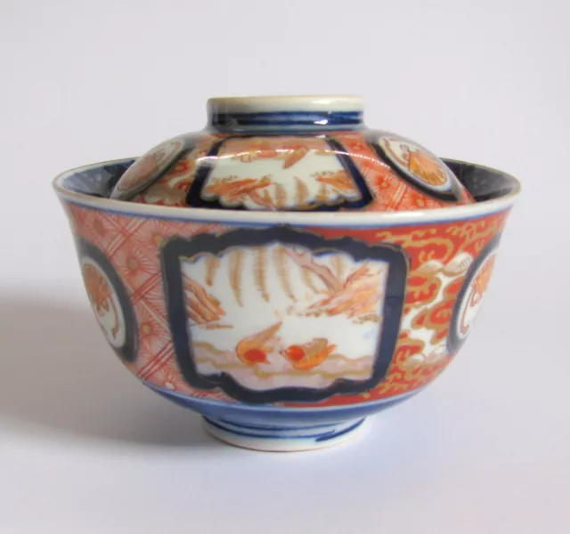 Japanese Imari Kinrande Porcelain Lidded Bowl 19th Century