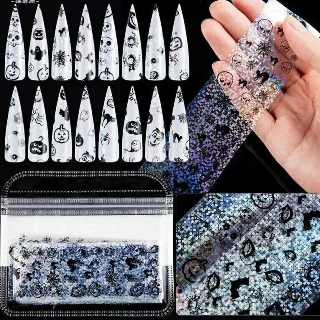 8 HALLOWEEN Nail Foils HOLO Mixed Nail Art Transfer Foil Wraps Decal Sticker