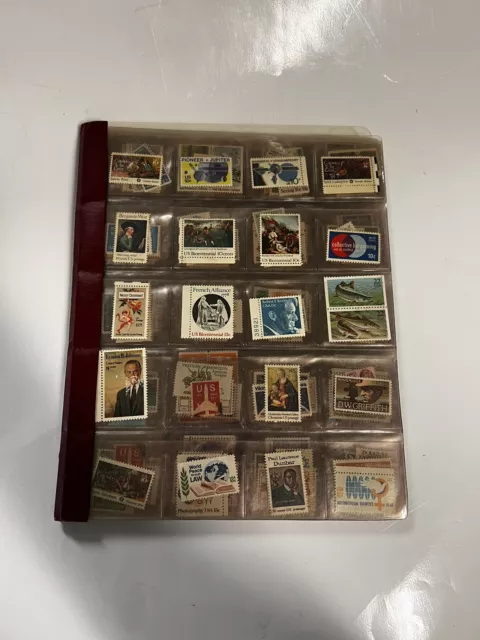 Stamps Collection Binder Lot USPS 20 Pages, 400 Stamps Some Foreign