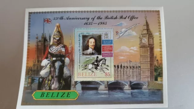 Belize 1985 Unissued 350th British Post Office Souvenir Sheet