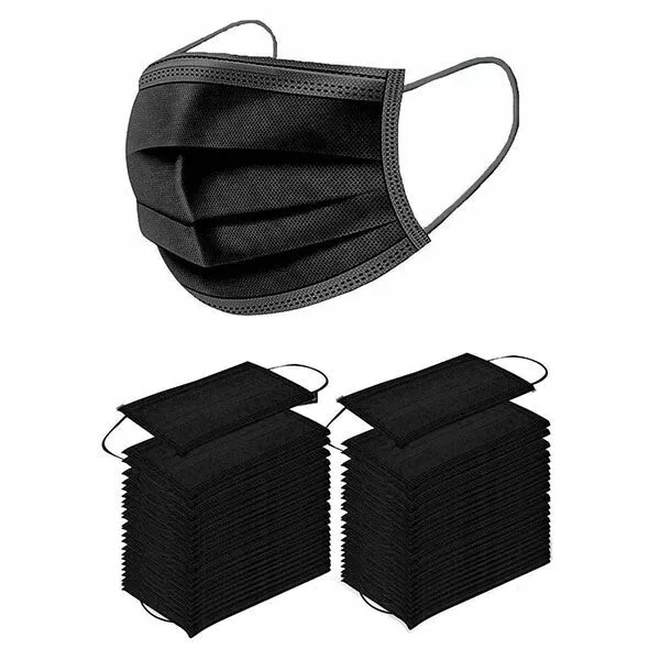 100PCS DISPOSABLE FACE MASK BLACK 3ply PROTECTIVE MASK