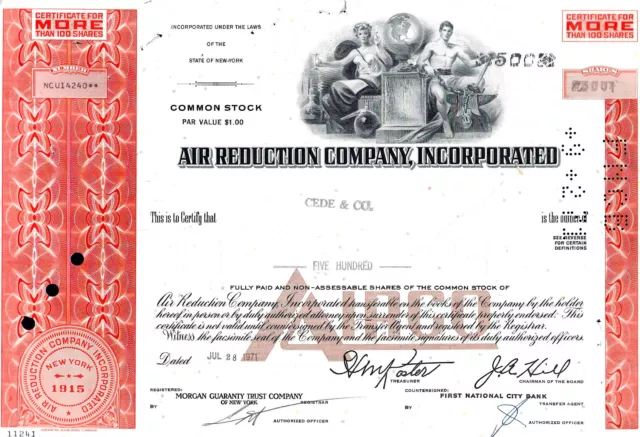 Air Reduction Company Inc. (AIRCO)   28.07.1971 - 500 Shares (rot)