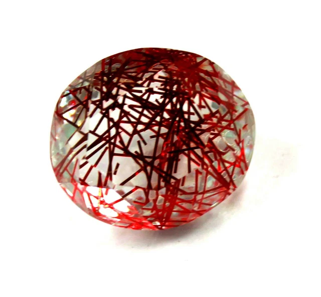 95.00 CT Certifié Transparent Rouge Rutile Quartz Forme Ovale Gemme ON305