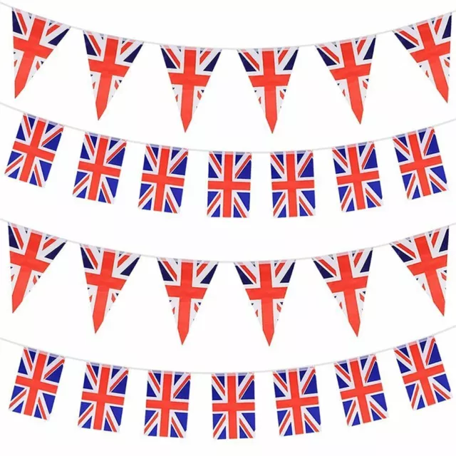 Jack Theme 8M/25Flags Flag Banners Union Jack Bunting Queens Platinum Jubilee