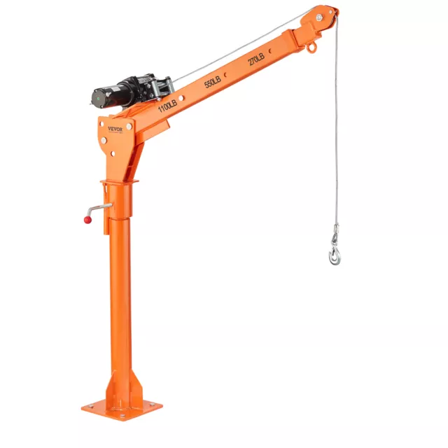 1100 lbs Davit Crane Electric Pickup Truck Crane Hoist 360° Hoist Lift 42"-96"