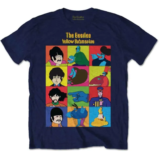 The Beatles Yellow Submarine Characters T-Shirt Blue New