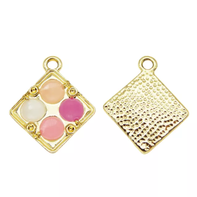 12PCS 24x20mm Enamel Makeup Powder Box Pendant Charms for Bracelet Necklace