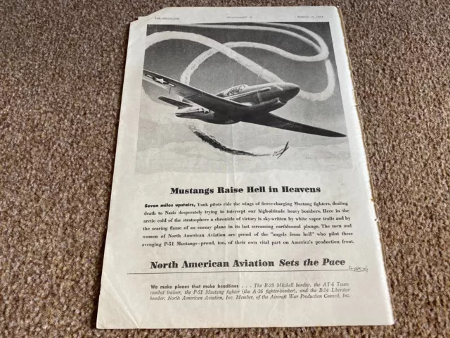 Framed Advert 11X8 North American Aviation - The P-51 Mustangs