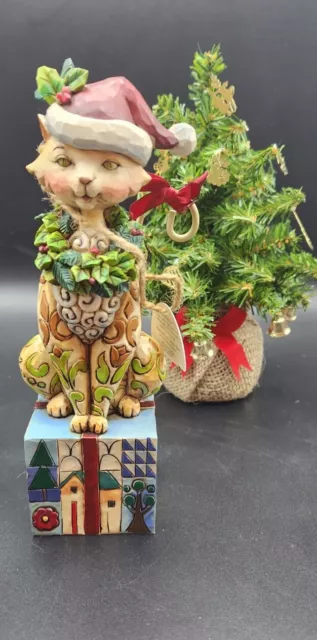 Jim Shore Heartwood Creek “Santa Claw” Kitty Cat Santa Wreath Christmas Figurine