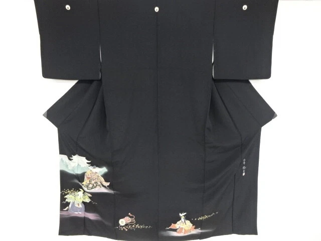 81603# Japanese Kimono / Antique Tomesode / Crane & Turtle / Artist Work