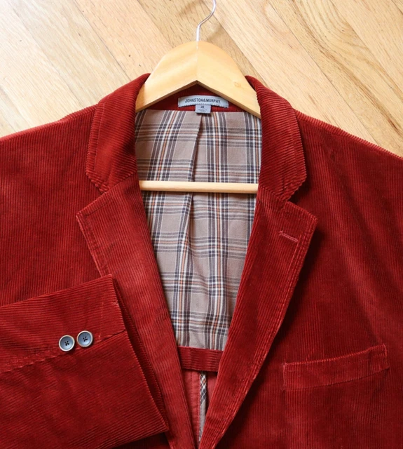 VTG JOHNSTON & Murphy Men’s XL Burgundy Corduroy Sport Coat Blazer 100%