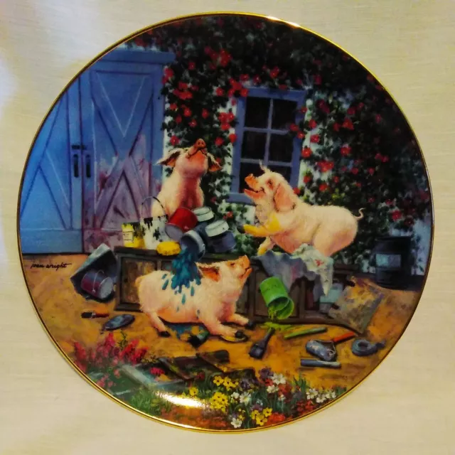 PIGMENTATION Joan Wright Pigs in Bloom Danbury Mint Limited Ed Collectors Plate