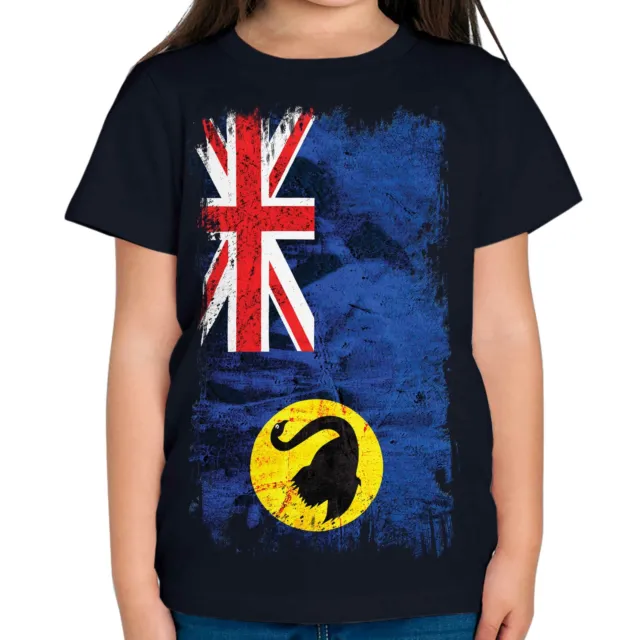 Western Australia Grunge Flag Kids T-Shirt Tee Top Australian Shirt Jersey Gift