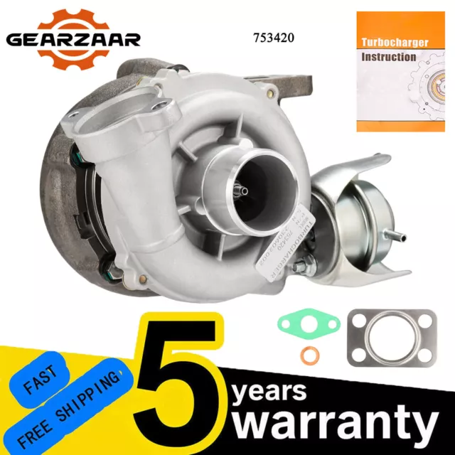 Turbocharger + Gaskets for Peugeot Citroen 1.6 HDI DV6 110 GT1544V 753420 Turbo