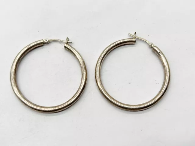 Vintage Solid Sterling Silver Hoop Lopp Leverback Ladies Earrings