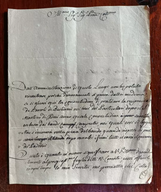 C14461-Piemonte, Lettera Da Cavour Per Barge, Pascoli Dei Bestiami, 1794