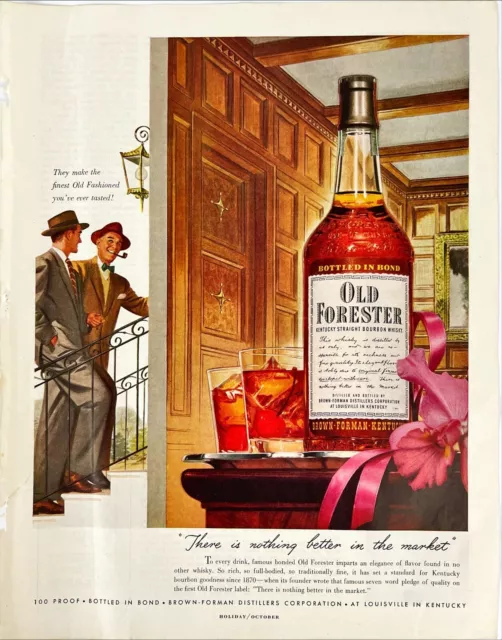 Old Forester Bourbon Whisky Brown–Forman Distillery Vtg Magazine Print Ad 1950