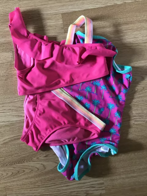 Girls Age 8-9 Years Bundle Pink Swimming Costume & 2 Piece Set  M&S Matalan