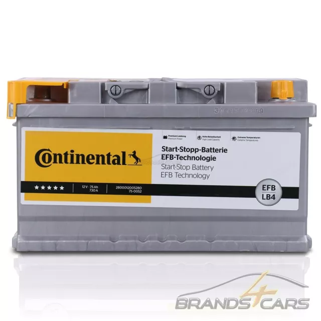 CONTINENTAL AUTOBATTERIE 12V STARTERBATTERIE 75Ah 730A LB4 EFB