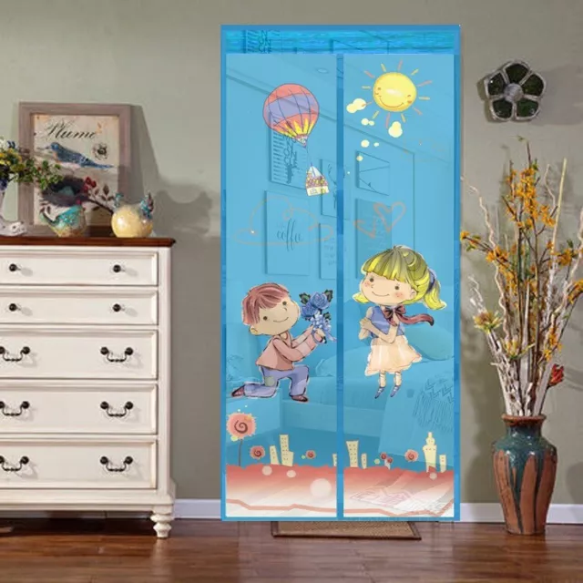 Mosquito Door Curtain Hand Free Mesh Magnetic Fly Snap Screen Cartoon Romantic