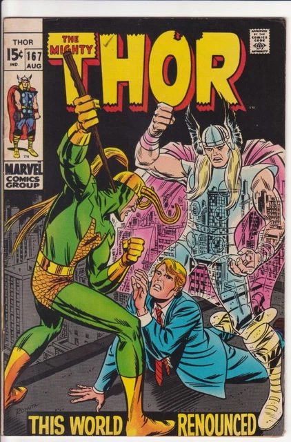 The Mighty Thor #167, Marvel Comics 1969 FN- 5.5 Stan Lee/Jack Kirby. Galactus