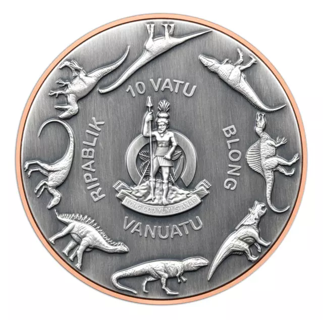 2024 Vanuatu Double Silver Giant Pteranodon Antique Finish Silver Coin w/Copper 2