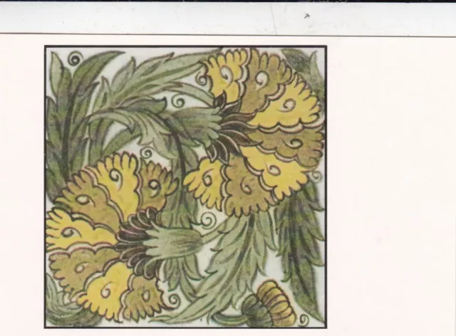 William De Morgan Double Carnation Tile Postcard unused VGC