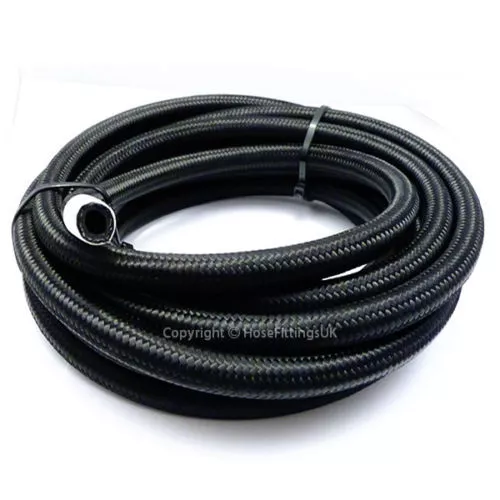 AN-10 10AN 14MM Black NYLON Braided RUBBER Fuel Oil Cooler Hose Pipe 6 Metre