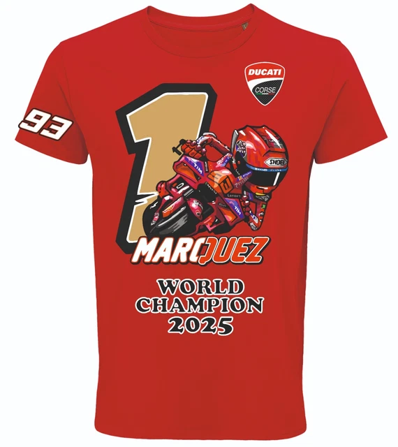 T-SHIRT MARQUEZ DUCATI WORLD CHAMPION 2025 Italia, MotoGP spagna