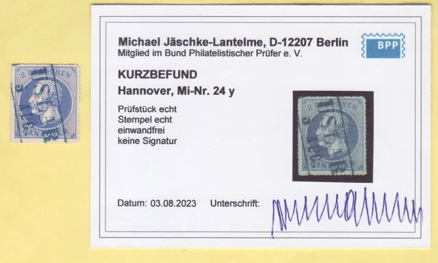 ## AD Hannover MiNr 24 y, Stempel USLAR , ideal , BPP - BEFUND , LUXUS ##