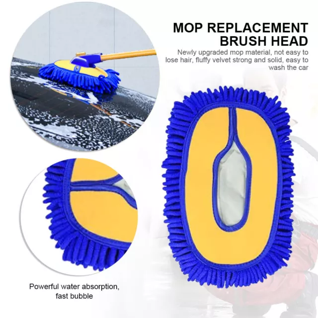 Car Detailing Brush Chenille Car Mop Head Wipe Mop Auto Accessory (Blue)