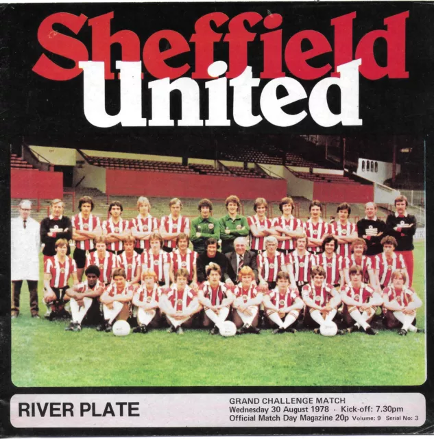 Sheffield Utd V River Plate 30 Aug 1978 Grand Challenge Match Vgc