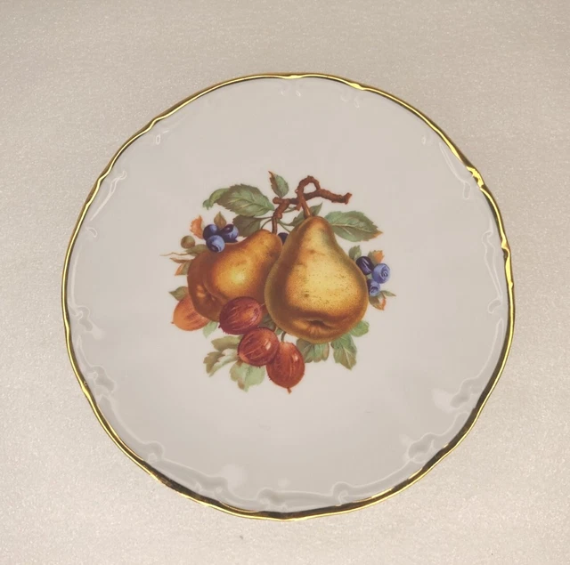 Vintage Bareuther Waldsassen Plate Fruit Design Gold Edge Bavaria Germany, #244