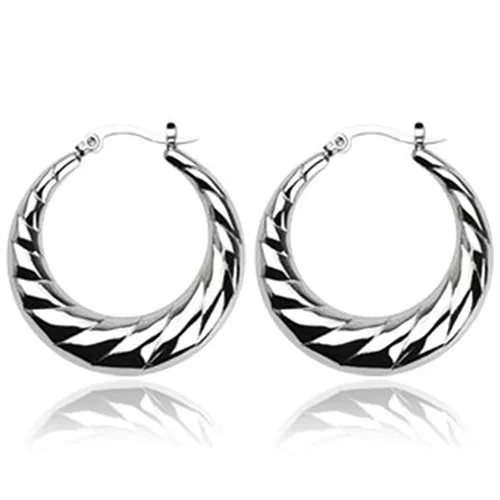 Elegant Womens Pair of 316L Stainless Steel 'Crescent Moon' Layered Design