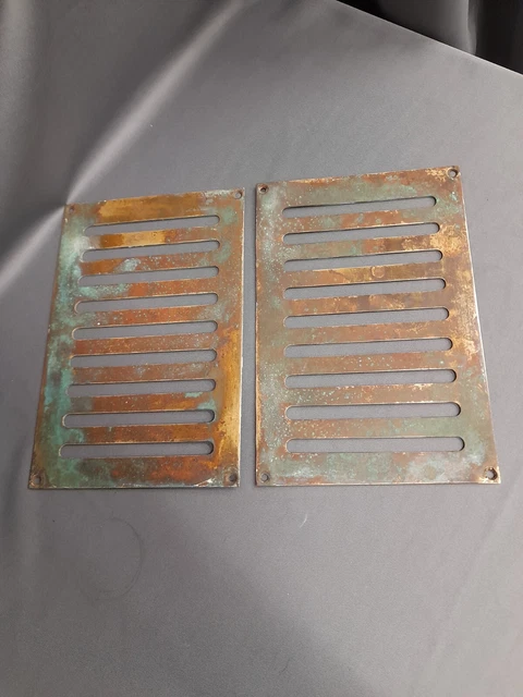 23 Cm By 15 Cm Brass Air Vent Victorian Antique British Great Patina