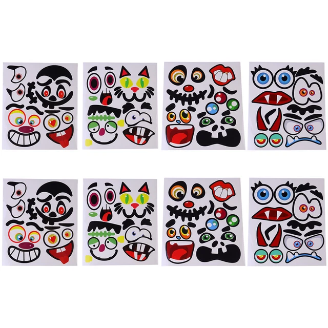 8pcs Sticker Halloween Pumpkin Stickers Set Halloween Emoticon Sticker